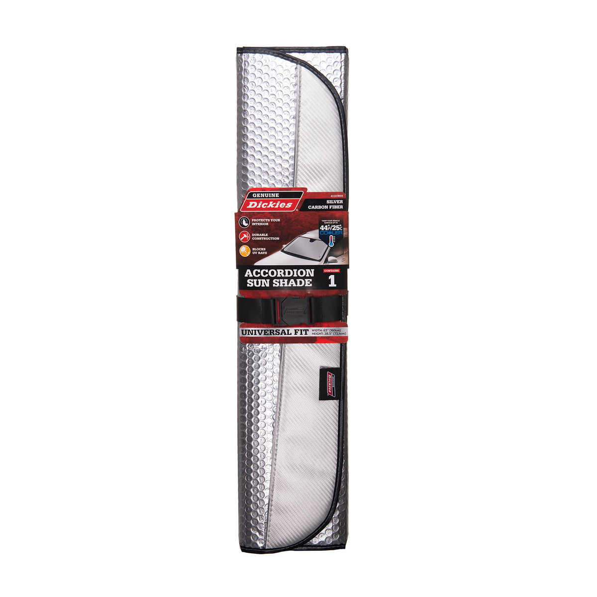 (2 pack) Genuine Dickies Silver Carbon Fiber Accordion Windshield Sun Shade, 41131WDI