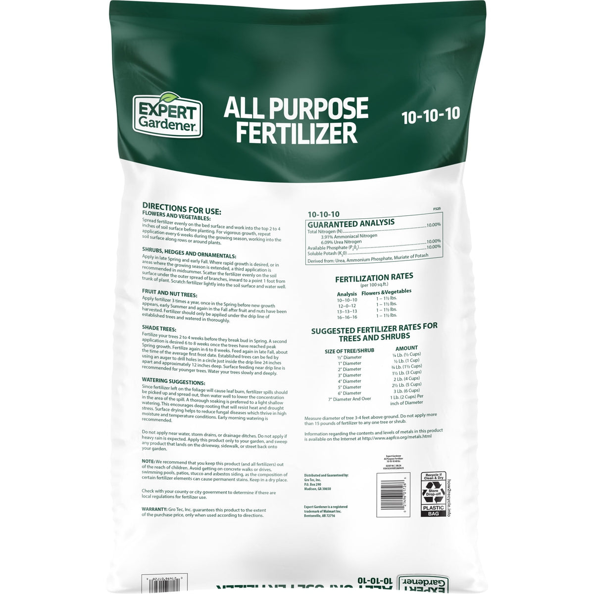 (2 pack) Expert Gardener All Purpose Plant Fertilizer, 10-10-10, 40 lb Bag