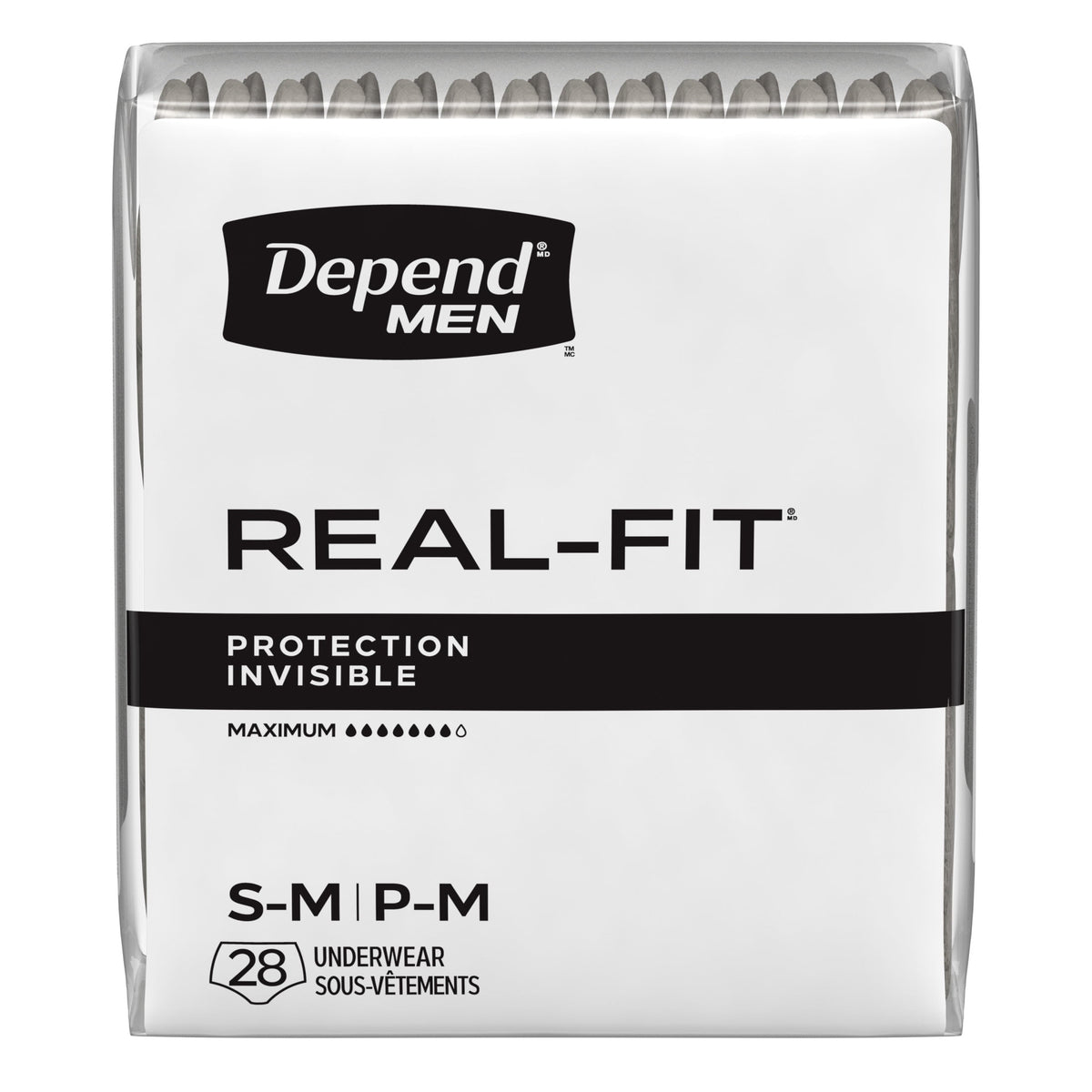 Depend Real Fit Incontinence Underwear for Men, Adult Diapers, S/M, Grey, 56 Count