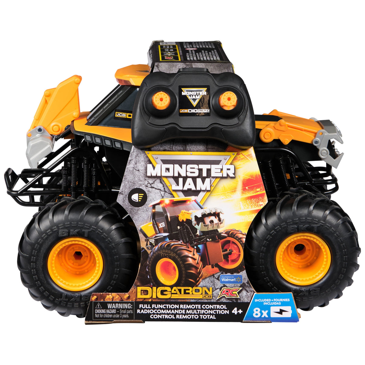 Monster Jam JCB Digatron Remote Control Vehicle with Lights, 1:15 Scale (Walmart Exclusive)