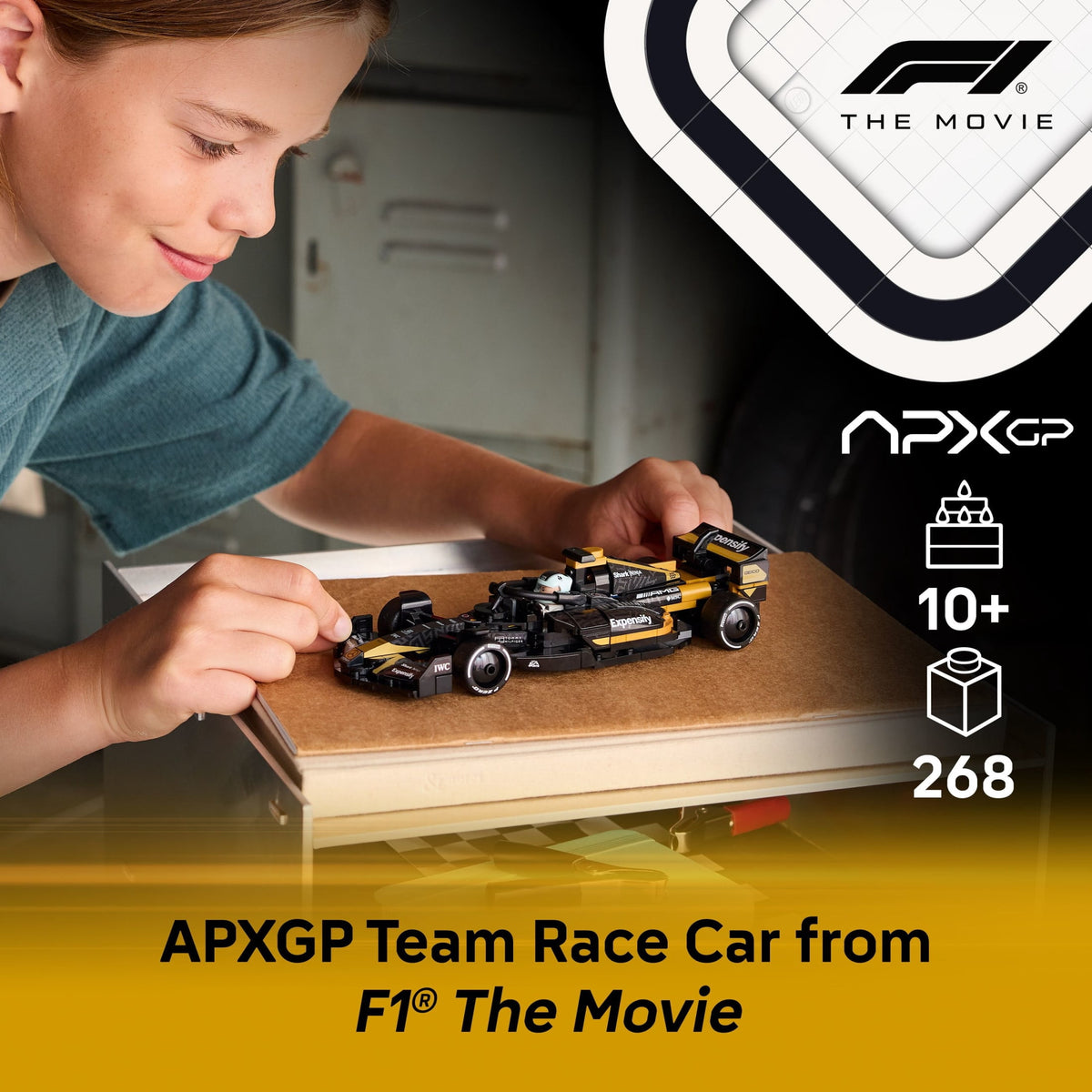 LEGO Speed Champions APXGP Team Race Car from F1 The Movie - Building Toy for Boys, Girls, & Kids, Ages 10+ - Pretend Play Racing Vehicle with 2 Minifigures - Gift Idea for Birthdays - 77252