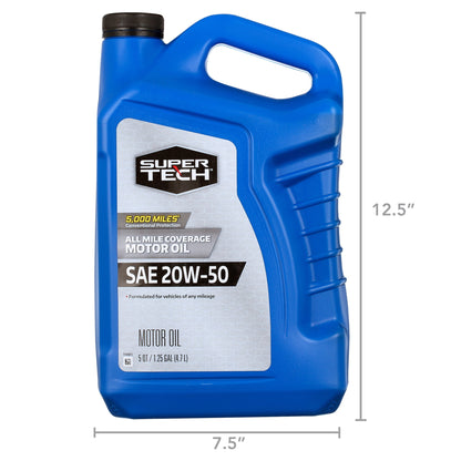 Super Tech All Mileage Synthetic Blend Motor Oil SAE 20W-50, 5 Quarts