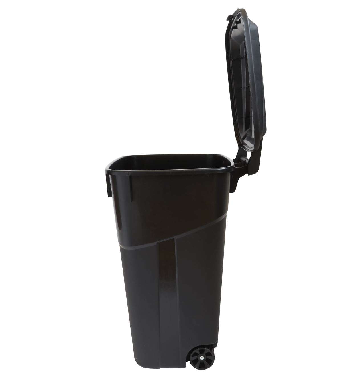 Hyper Tough 32 Gallon Wheeled Plastic Garbage Can with Attached Lid, Black