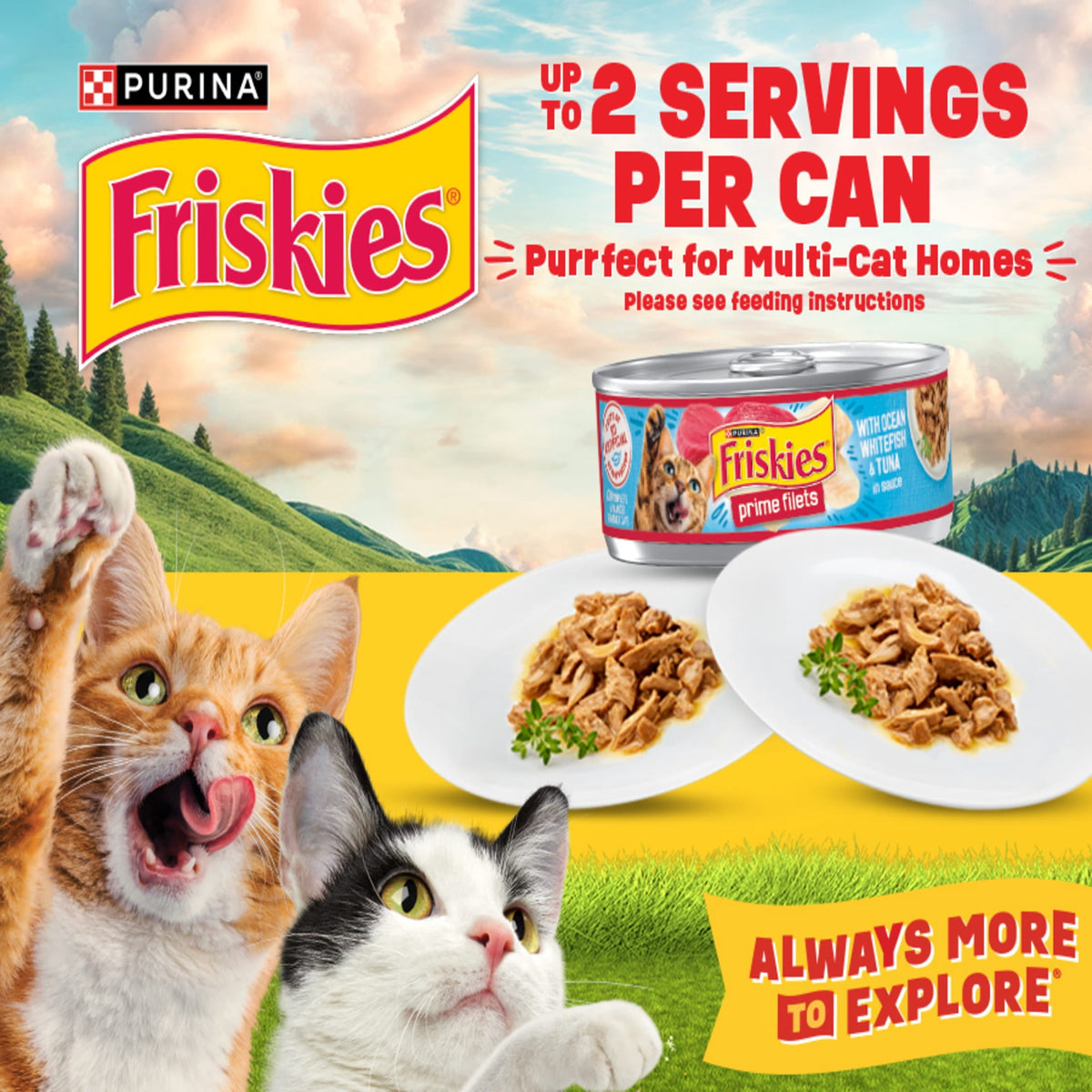(2 pack) Purina Friskies Oceans of Delight Prime Filets & Flaked Wet Cat Food Variety Pack, 5.5 oz Cans (40 Pack)