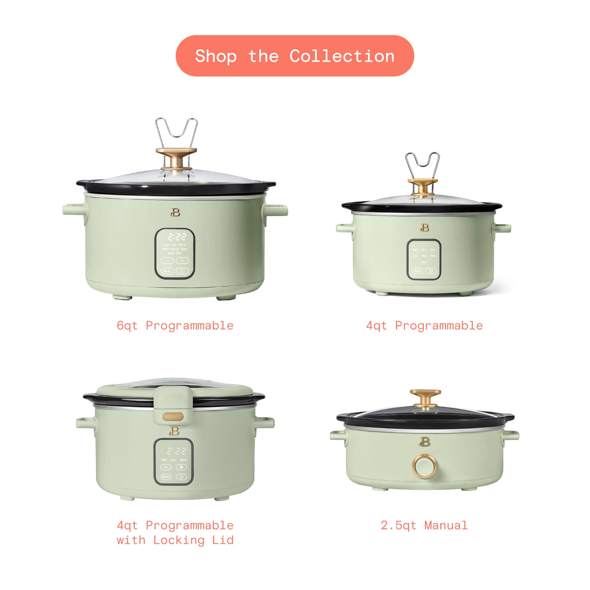 Beautiful 6 Qt Programmable Slow Cooker, Sage Green by Drew Barrymore