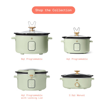 Beautiful 6 Qt Programmable Slow Cooker, Sage Green by Drew Barrymore