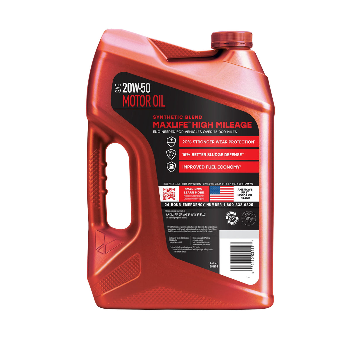 (2 pack) Valvoline MaxLife High Mileage 20W-50 Synthetic Blend Motor Oil 5 Quart