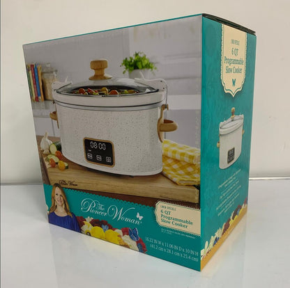 The Pioneer Woman 6-Quart Portable Linen Speckle Slow Cooker