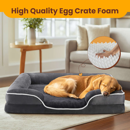 Gianna Dog Bed for X-Large Size Dogs, Supportive Memory Foam Dog Sofa, Gray