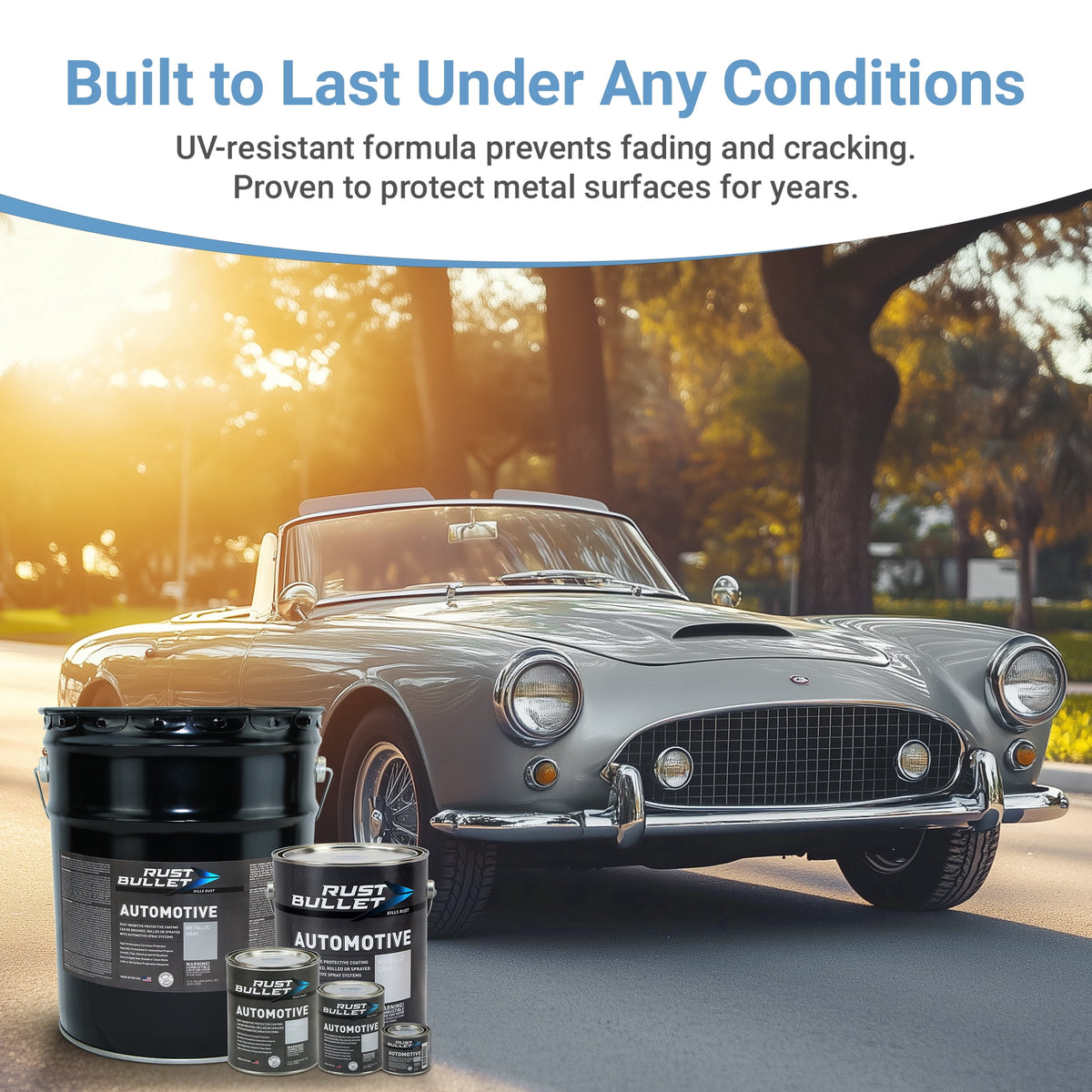 Rust Bullet Automotive - Metallic Gray - Quart - Rust Inhibitor & Protective Coating for Cars, Trucks, & Metal Surfaces, UV Resistant, No Topcoat Needed