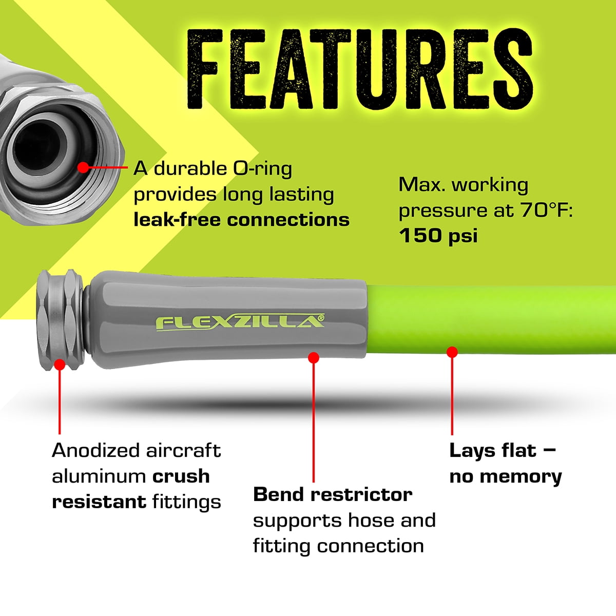 Flexzilla® Premium Grade Garden Hose, 5/8 in. x 50ft., Hybrid Polymer, ZillaGreen™