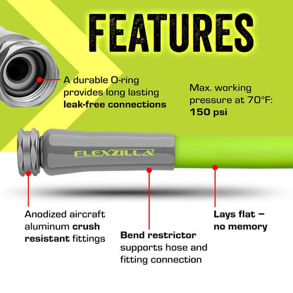 Flexzilla® Premium Grade Garden Hose, 5/8 in. x 50ft., Hybrid Polymer, ZillaGreen™