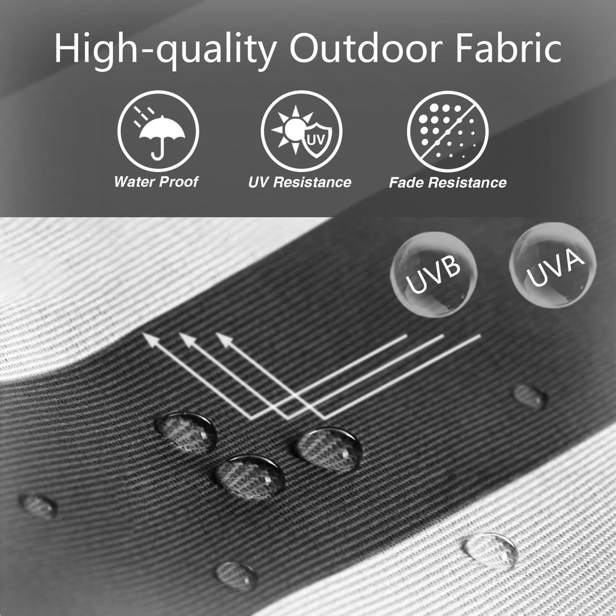 Abble 9FT Black and White Stripe Outdoor Patio Umbrella with Push Button Tilt and Crank Handle, Market Umbrella with 8 Sturdy Umbrella Ribs, Waterproof for Garden Deck Backyard Pool