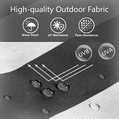 Abble 9FT Black and White Stripe Outdoor Patio Umbrella with Push Button Tilt and Crank Handle, Market Umbrella with 8 Sturdy Umbrella Ribs, Waterproof for Garden Deck Backyard Pool