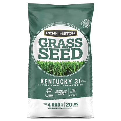 Pennington Kentucky 31 Tall Fescue Grass Seeds for Lawn, for Sun to Partial Shade, 20 lb
