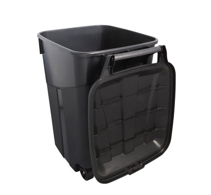 Hyper Tough 45 Gallon Wheeled Heavy Duty Plastic Garbage Can with Attached Lid, Black