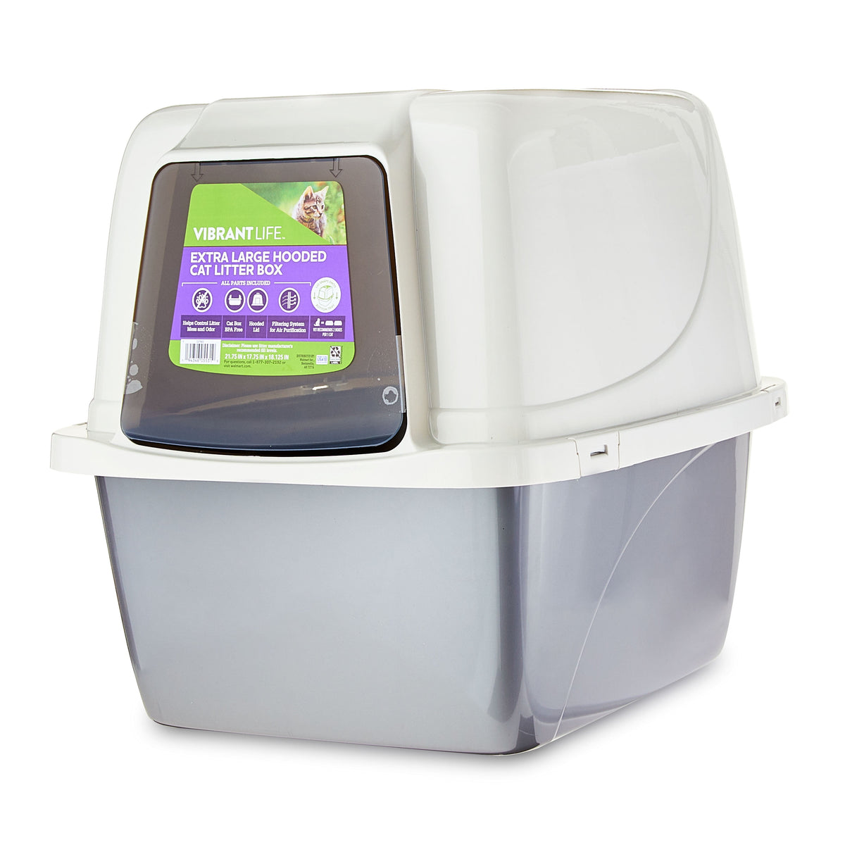Vibrant Life Extra-Large Hooded Enclosed Cat Litter Box, White