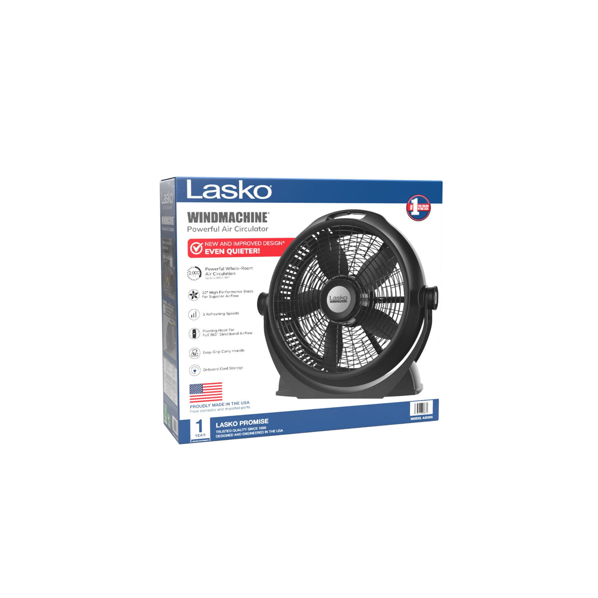 Lasko Wind Machine 20" 3-Speed Pivoting Head Air Circulator Fan A20305