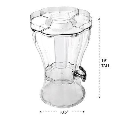 Buddeez 3.5 Gallon Break-Resistant Tritan Beverage Dispenser with Removable Ice-Cone and Party Top Lid that Holds Cups, Sweeteners, Garnishes and More