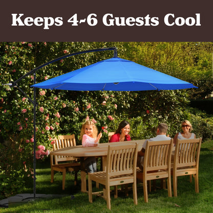 Pure Garden 10-Foot Offset Patio Umbrella with Crank and Base (Blue)