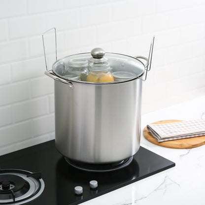 Mainstays 21.5 Quart Stainless Steel Canning Pot with Rack, Dual Water Bath Canner and Steam Canner