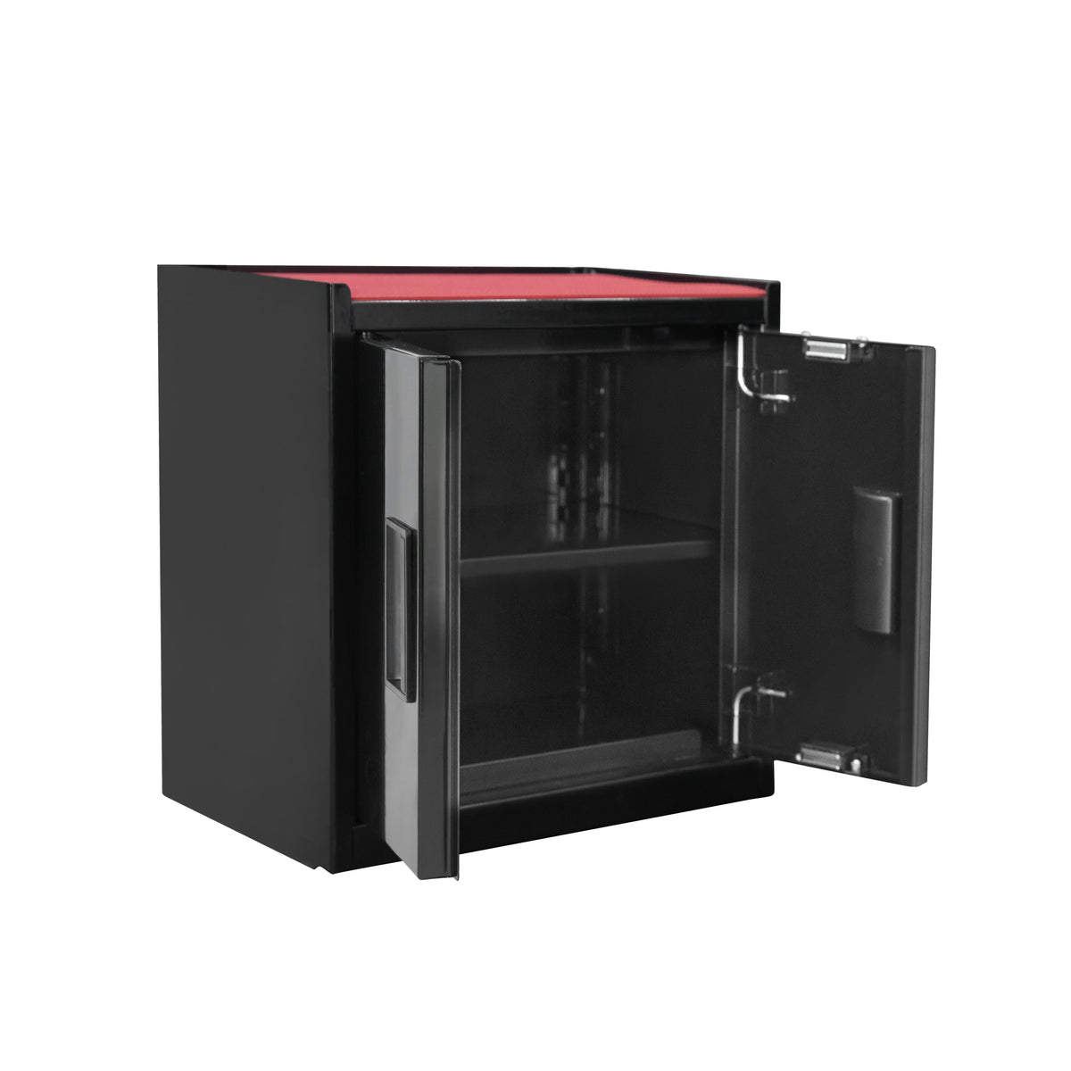 Hyper Tough Mini Tool Cabinet, 11.6 in, Steel, Black, Double Doors, Non-Slip Top Mat