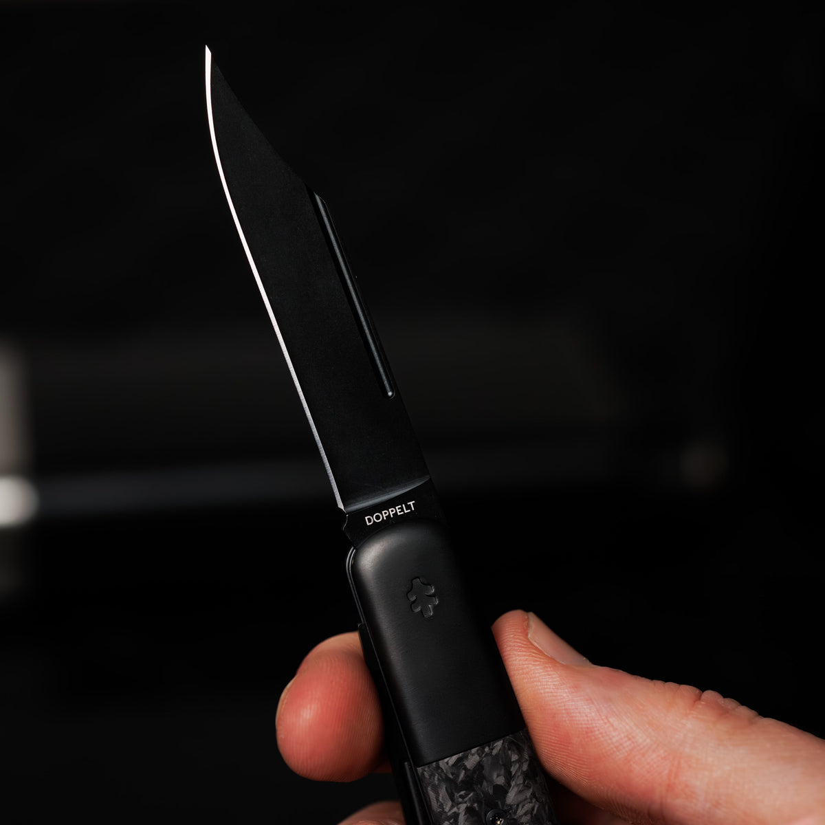 Swiss Tech Barlow Double Bladed Pocket Knife, Trapper, AUS-8, Carbon Fiber Handle, Slip Joint
