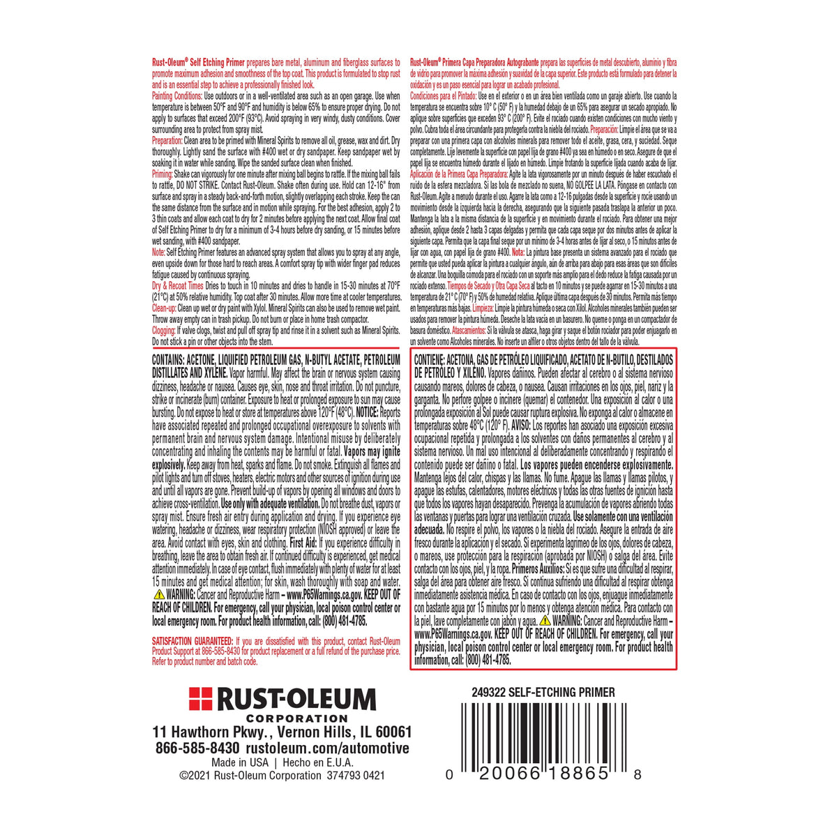 (4 pack) Rust-Oleum Automotive Self Etching Primer Spray, Dark Green, 12 oz