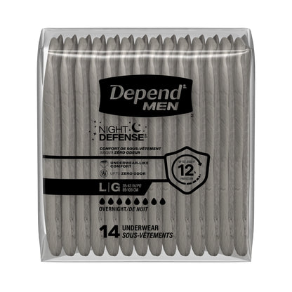 Depend Night Defense Incontinence Underwear for Men, Adult Diapers, L (56 Count)