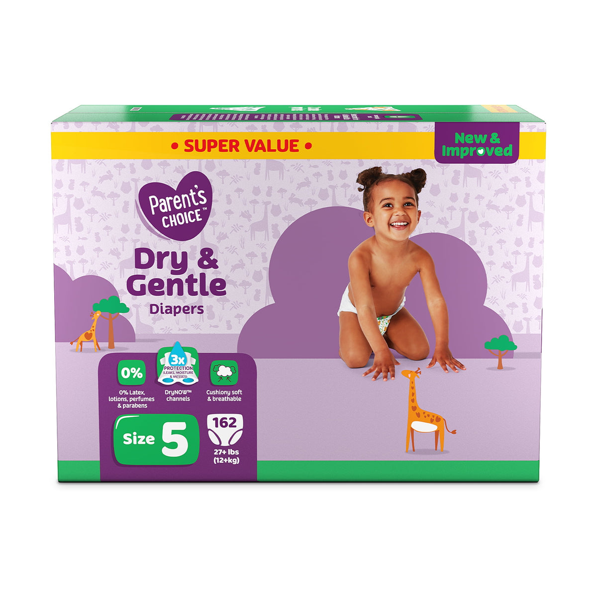 Parent's Choice Dry & Gentle Diapers Size 5, 162 Count (Select for More Options)
