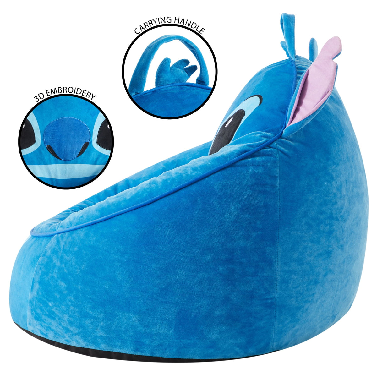 Disney Stitch Kids' Compressed Foam Bean Bag Chair, Blue