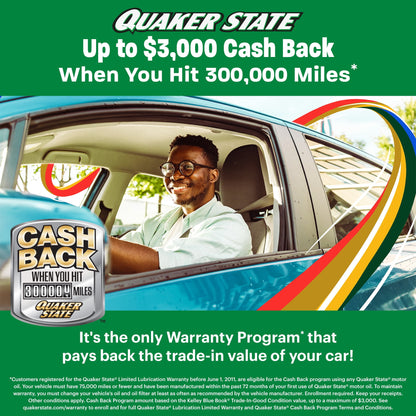 Quaker State Full Synthetic High Mileage 5W-30 Motor Oil, 5 Quart