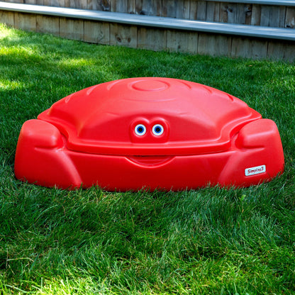 Simplay3 Coastal Crab Portable Plastic Sandbox with Cover, Hot Tamale Red
