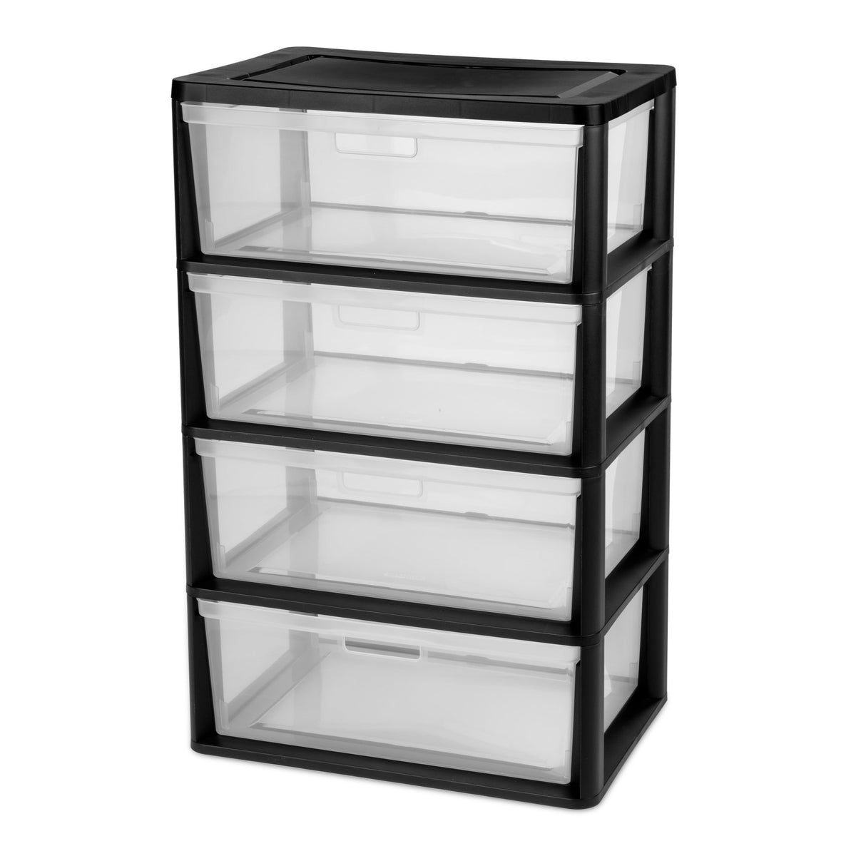 (2 pack) Sterilite Wide 4 Drawer Tower, Plastic Storage Organizer with Removable Clear Bins, Easy Assembly, No Tools Needed, Black