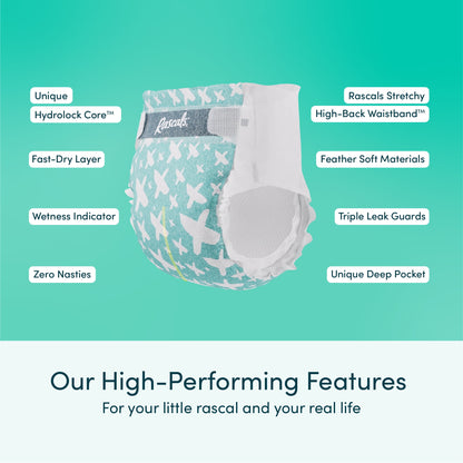 Rascals Premium Absorbent Baby Diapers Size 4, 148 Count