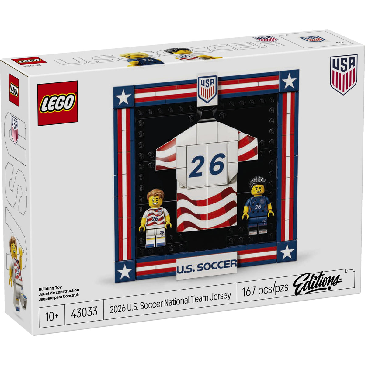 LEGO Editions 2026 U.S. Soccer National Team Jersey - Building Set for Boys & Girls, Ages 10+ - Birthday Gift - Bedroom or Shelf Decor for Sports Fans - 43033