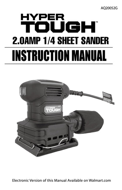 Hyper Tough 2 Amp Corded 1/4-Sheet Palm Sander with Dust Bag, Vacuum Hose Adapter, Punch Plate & 3 Sanding Sheets