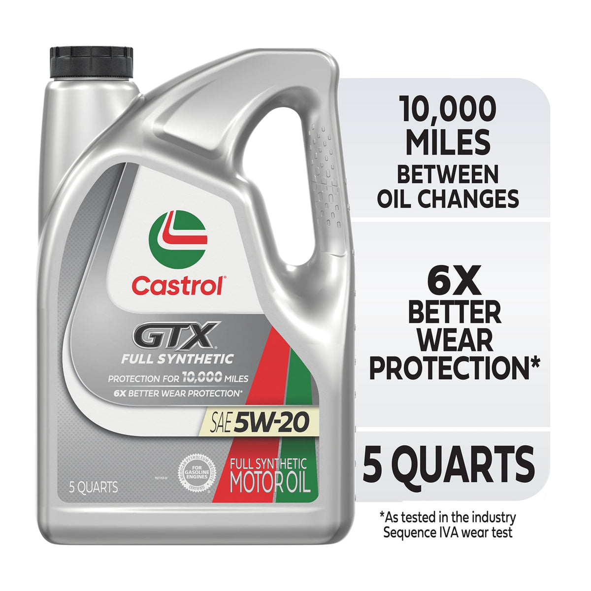 Castrol GTX Full Synthetic 5W-20 Motor Oil, 5 Quarts