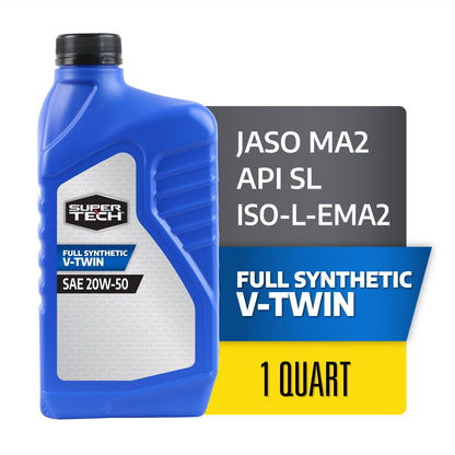 (4 pack) Super Tech Full Synthetic V-Twin Motorcycle Oil, SAE 20W-50, 1 Quart