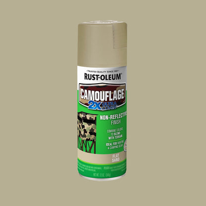 (6 pack) Sand, Rust-Oleum Camouflage 2X Ultra Cover Flat Spray Paint-339004, 12 oz