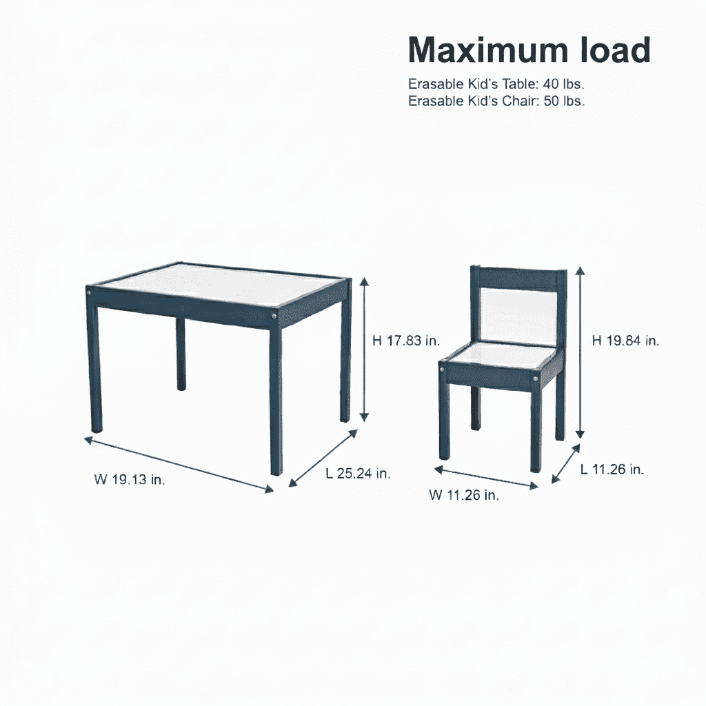 Mainstays Kids 3-Piece Dry Erase Activity Table and Chair Set, Blue