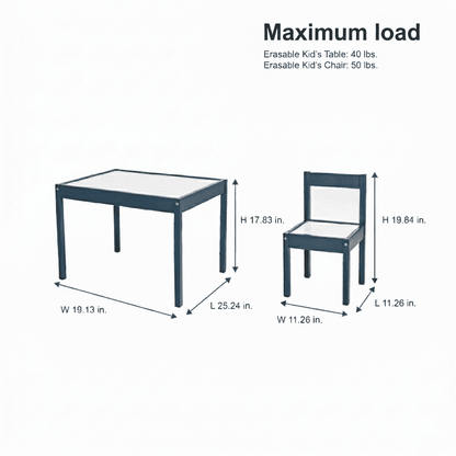 Mainstays Kids 3-Piece Dry Erase Activity Table and Chair Set, Blue