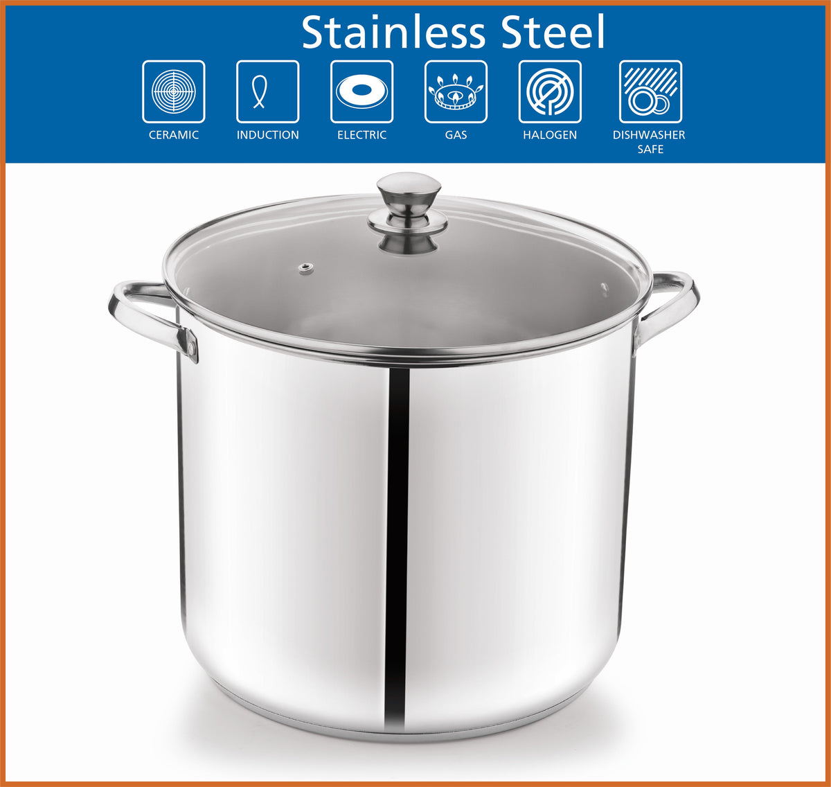 Mainstays Stainless Steel 20-Quart Stock Pot with Glass Lid