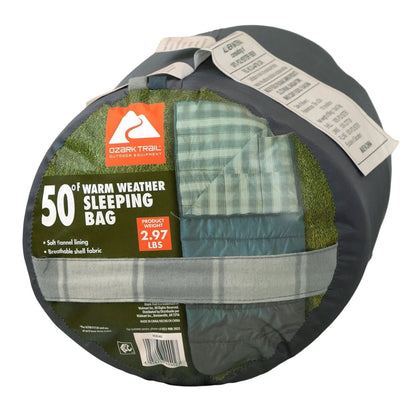 (2 pack) Ozark Trail 50 Degree Flannel-Lined Rectangular Sleeping Bag