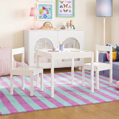 Mainstays Kids Dry Erase Activity Table and Chair Set, 3-Piece, White