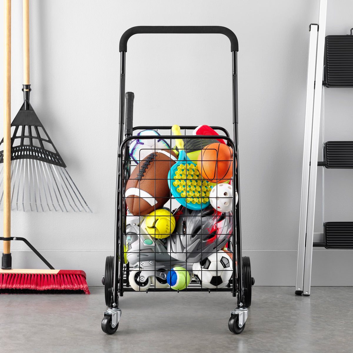 Mainstays Metal Rolling Utility Shopping Cart with Foldable Design