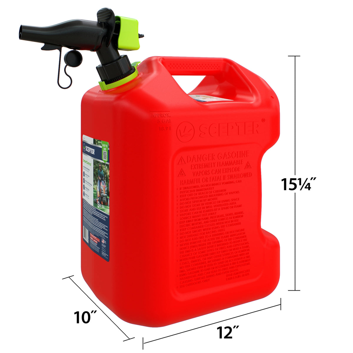 (2 pack) Scepter 5 Gallon Capacity Smart Control Dual Handle Gas Can, FSCG571EOC, Red Fuel Container