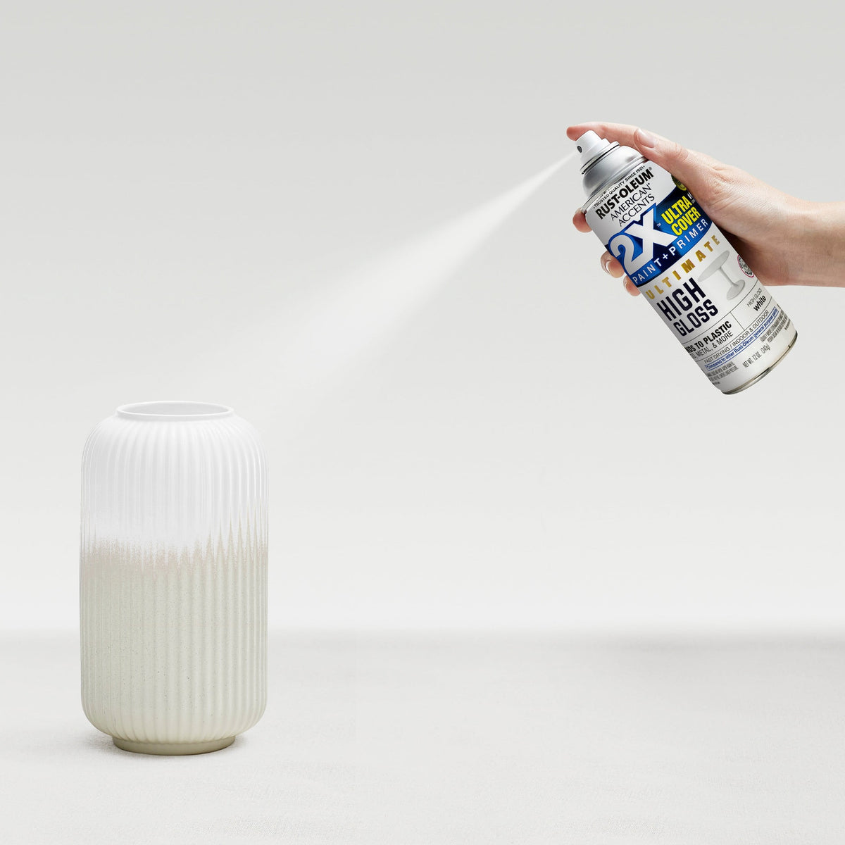 (6 pack) White, Rust-Oleum American Accents Ultra Cover 2X High Gloss Spray Paint-328373, 12 oz