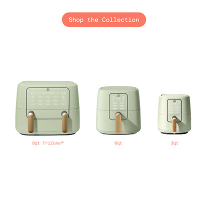 Beautiful 3 Qt Air Fryer with TurboCrisp Technology, EverGood Ceramic Nonstick Coating, Sage Green by Drew Barrymore