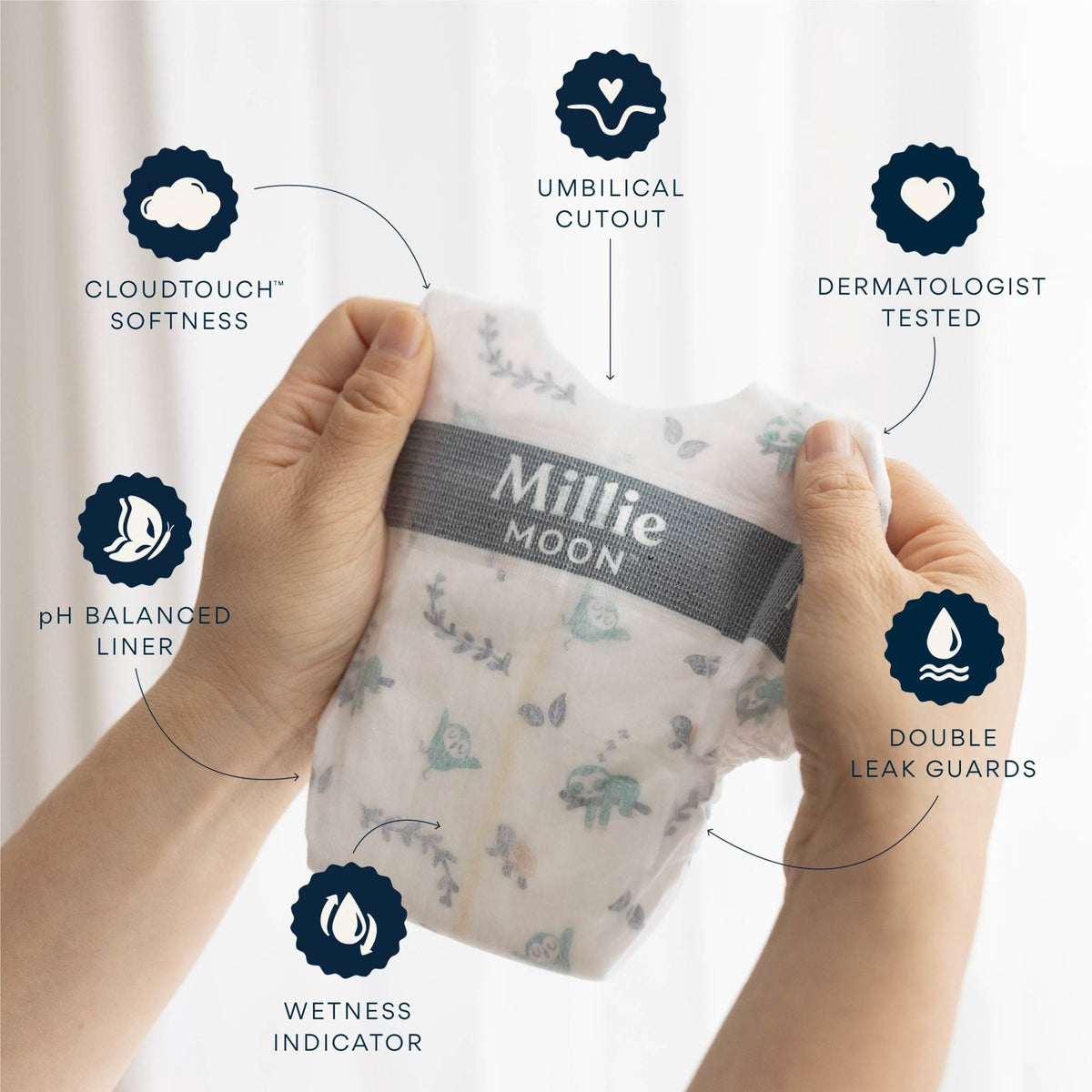 Millie Moon Luxury Diapers, Size Newborn, 88 Count (Select for More Options)